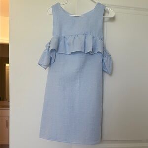 Blue Striped Ruffle Dress